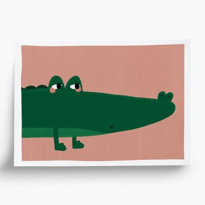Affiche illustrée Crocodile - format A5 14,8x21cm