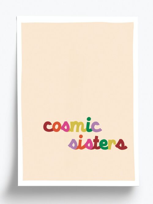 Affiche illustrée Cosmic sisters - format A5 14,8x21cm