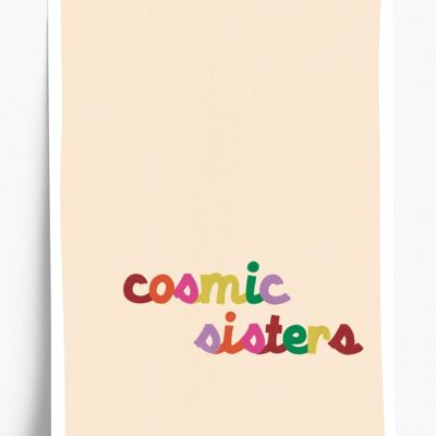 Affiche illustrée Cosmic sisters - format A5 14,8x21cm