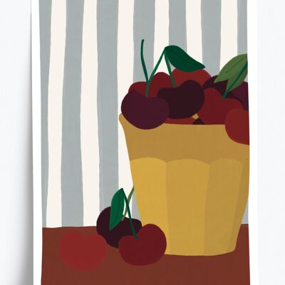 Poster illustrato Cherry Glass - Formato A5 14,8x21 cm