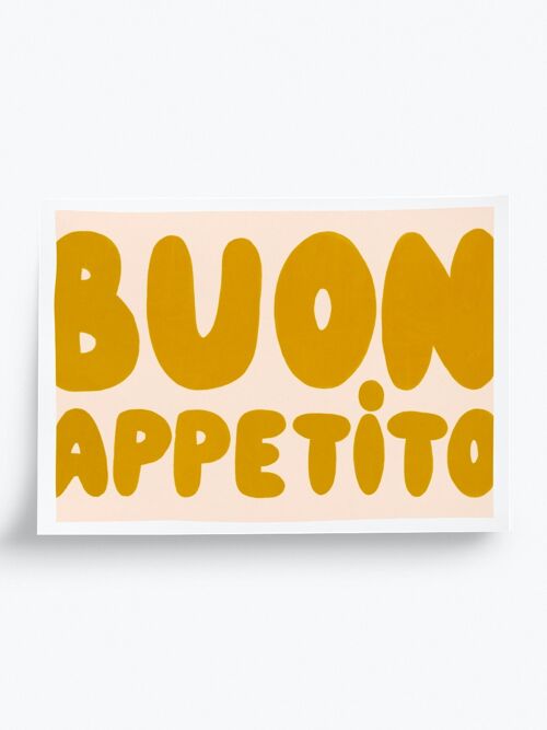 Affiche illustrée Buon appetito - format A5 14,8x21cm