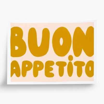 Affiche illustrée Buon appetito - format A5 14,8x21cm