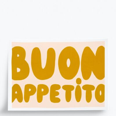 Affiche illustrée Buon appetito - format A5 14,8x21cm