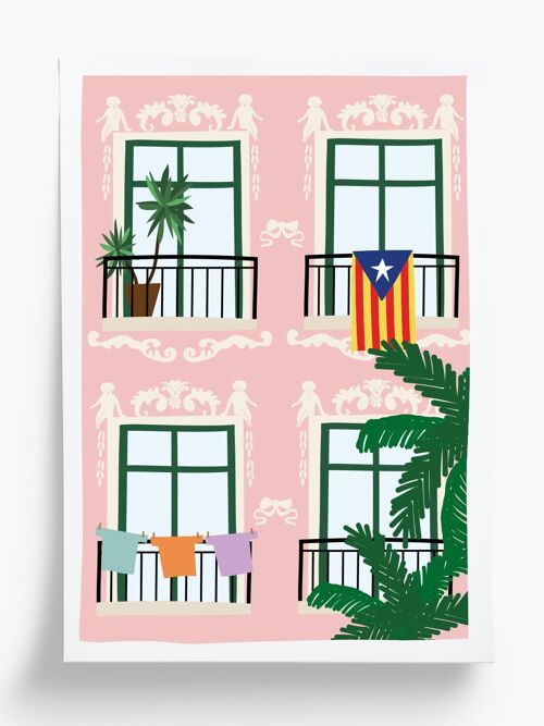 Affiche illustrée Barcelona - format A5 14,8x21cm