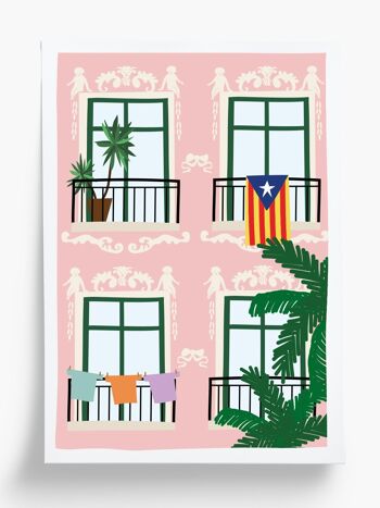 Affiche illustrée Barcelona - format A5 14,8x21cm 1