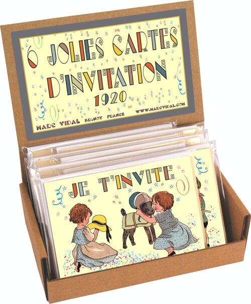 6 Jolies Cartes d'invitation 1920