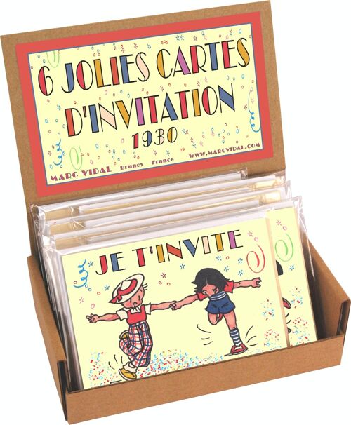 6 Jolies Cartes d'invitation 1930