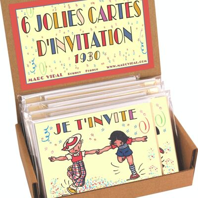 6 Pretty Invitation Cards 1930