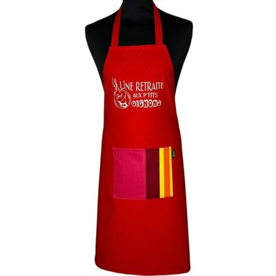 Apron, "A retirement with little onions" red