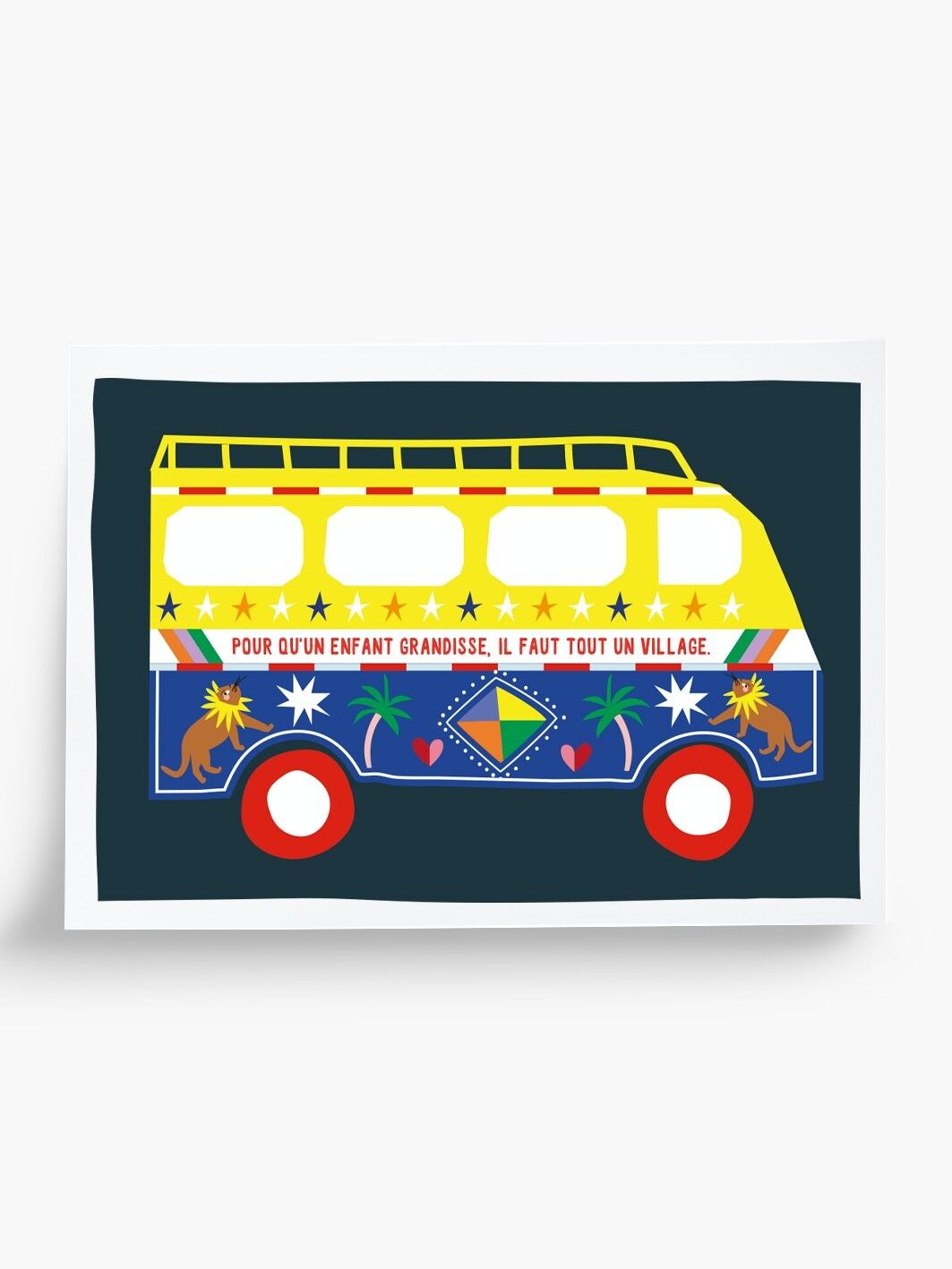 Poster illustrato Taxi Brousse - formato A5 14,8x21 cm