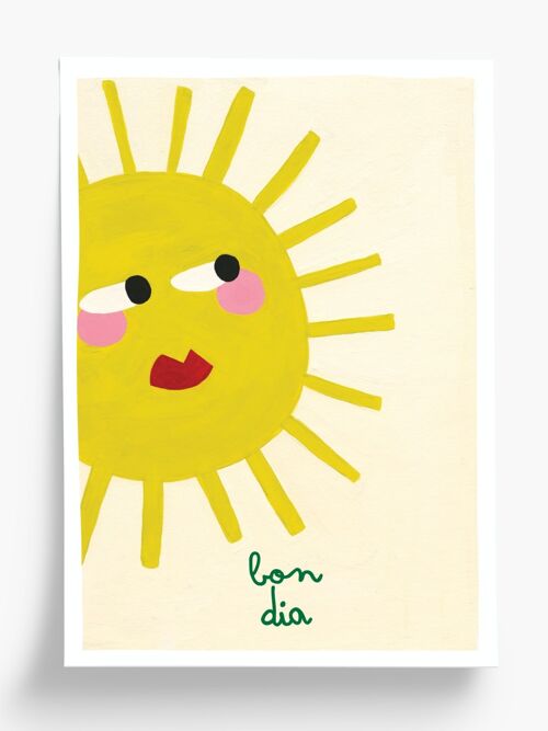 Affiche illustrée Bon dia - format A4 21x29,7cm