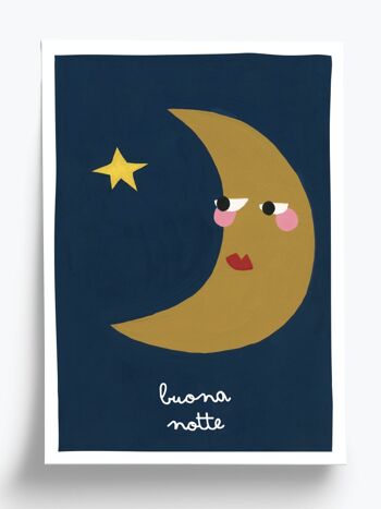 Affiche illustrée Buona notte - format A4 21x29,7cm 1