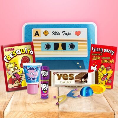 Caja de regalo retro - Caja metálica tipo casete - Dulces y juguetes