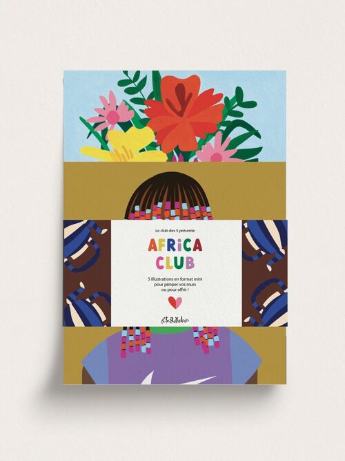Pack de 5 mini affiches illustrées Africa Club
