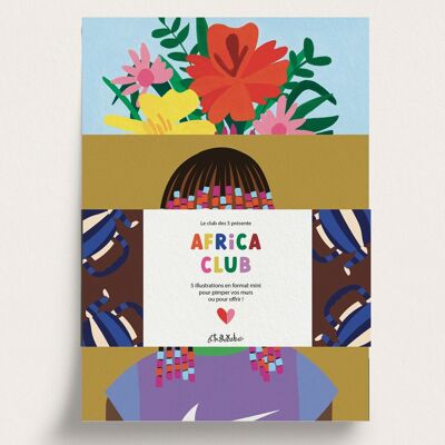 Pack de 5 mini affiches illustrées Africa Club