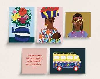 Pack de 5 mini affiches illustrées Africa Club 2