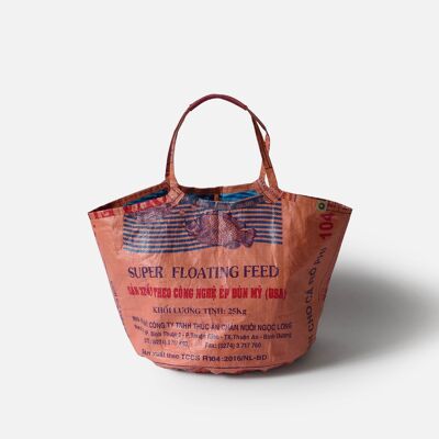 Bag 'SOULMATE' - upcycled fish feed bags #fish orange-aqua