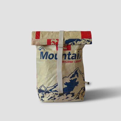 Backpack 'BACKPACK' - upcycled cement bags #cement beige-blue-red (mountain)