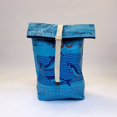Backpack 'BACKPACK' - upcycled fish feed bags #fish Blue-aqua