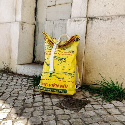 Backpack 'BACKPACK' - upcycled fish feed bags #fish Yellow-dollar