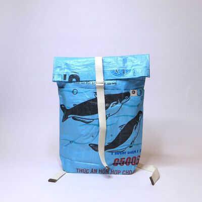 Backpack 'BACKPACK' - upcycled fish feed bags #fish light blue