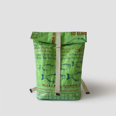 Backpack 'BACKPACK' - upcycled fish feed bags #fish light green
