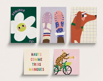 Pack de 5 mini affiches illustrées Kids club 2