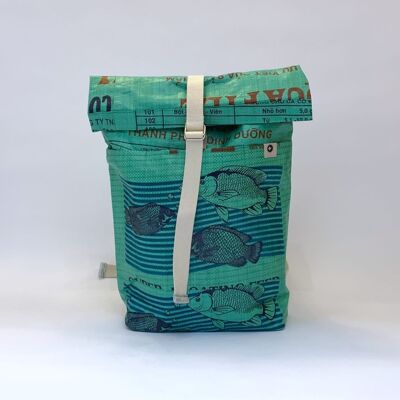 Backpack 'BACKPACK' - upcycled fish feed bags #fish moss green