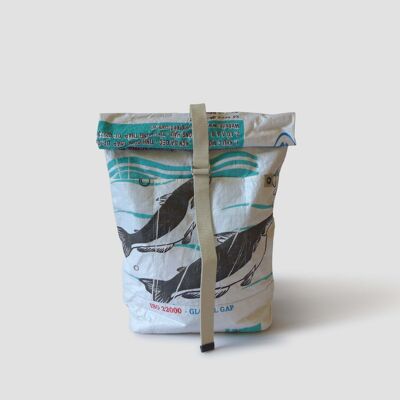 Backpack 'BACKPACK' - upcycled fish feed bags #fish White