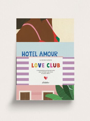 Pack de 5 mini affiches illustrées Love club 1