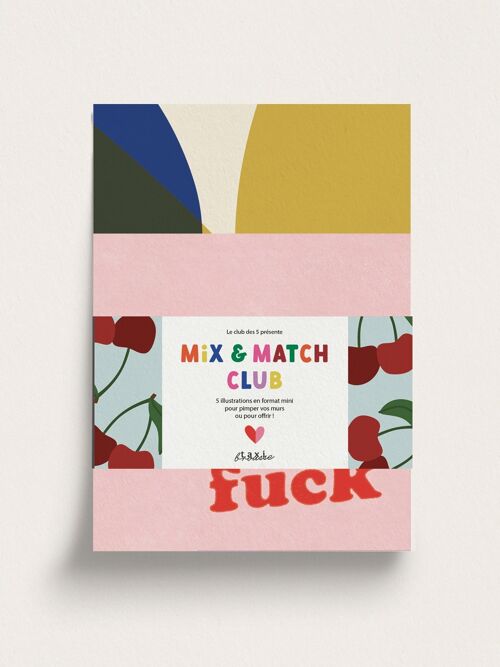 Pack de 5 mini affiches illustrées Mix & match club