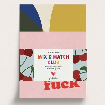 Confezione da 5 mini poster illustrati del club Mix & Match