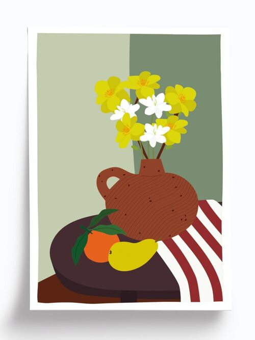 Affiche illustrée Fleurs du bonheur - format A3 42x29,7cm