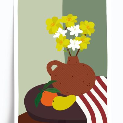 Affiche illustrée Fleurs du bonheur - format A3 42x29,7cm