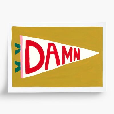 Affiche illustrée Damn - format A5 14,8x21cm