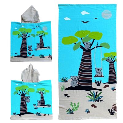 1 poncho + 1 serviette de plage  enfants assortis "SWING"