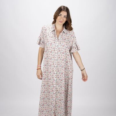 Robe longue à volants imprimé fleurs d'été Made in France