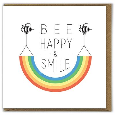 Bee Happy & Smile Cute Birthday Card