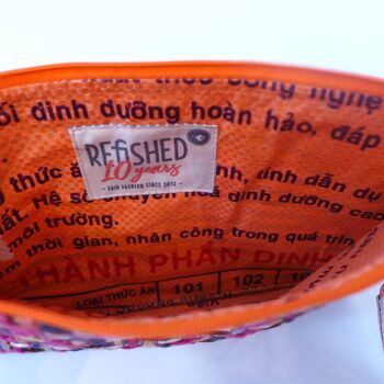 Sac 'BAG-IN-BAG TWEED' (S) - sacs d'aliments pour poissons recyclés - #tweed rose/#poisson orange-aqua 2