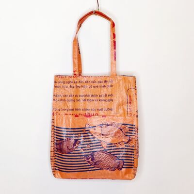 Tasche 'BUSINESS BAG' - upcycelte Fischfuttersäcke - #fish Orange-aqua