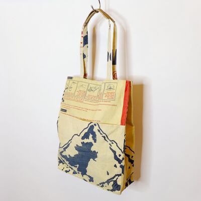 Bag 'BUSINESS BAG' - upcycled cement bags - #cement beige-blue-red