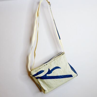 Bag 'CROSS BODY' - upcycled cement bags - #cement beige-blue