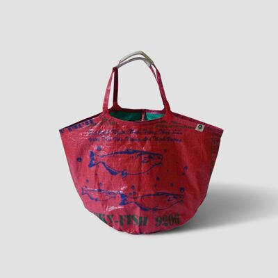 Bag 'SOULMATE' - upcycled cement sacks - #fish strawberry red in a set with bag-in-bag(s)