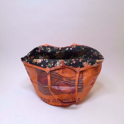 Bag 'SOULMATE WATERPROOF' Limited edition! - upcycled fish feed sacks - #fish Orange/#waterpr.flower-bunch