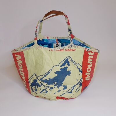 Bag 'SOULMATE WATERPROOF' Limited edition! - upcycled cement bags - #cement beige-blue-red/#waterpr.mountain