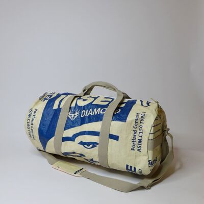 Bag 'SPORTY BAG' - upcycled cement bags - #cement beige-blue