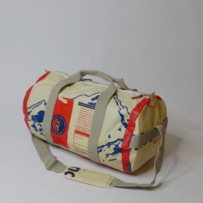 Bag 'SPORTY BAG' - upcycled cement bags - #cement beige-blue-red