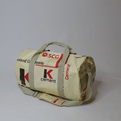 Bag 'SPORTY BAG' - upcycled cement bags - #cement beige-black-red