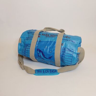 Bag 'SPORTY BAG' - upcycled fish feed bags - #fish Blue-aqua