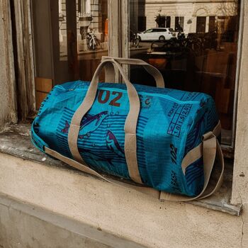 Sac 'SPORTY BAG' - sacs d'aliments pour poissons recyclés - #fish Blue-aqua 4